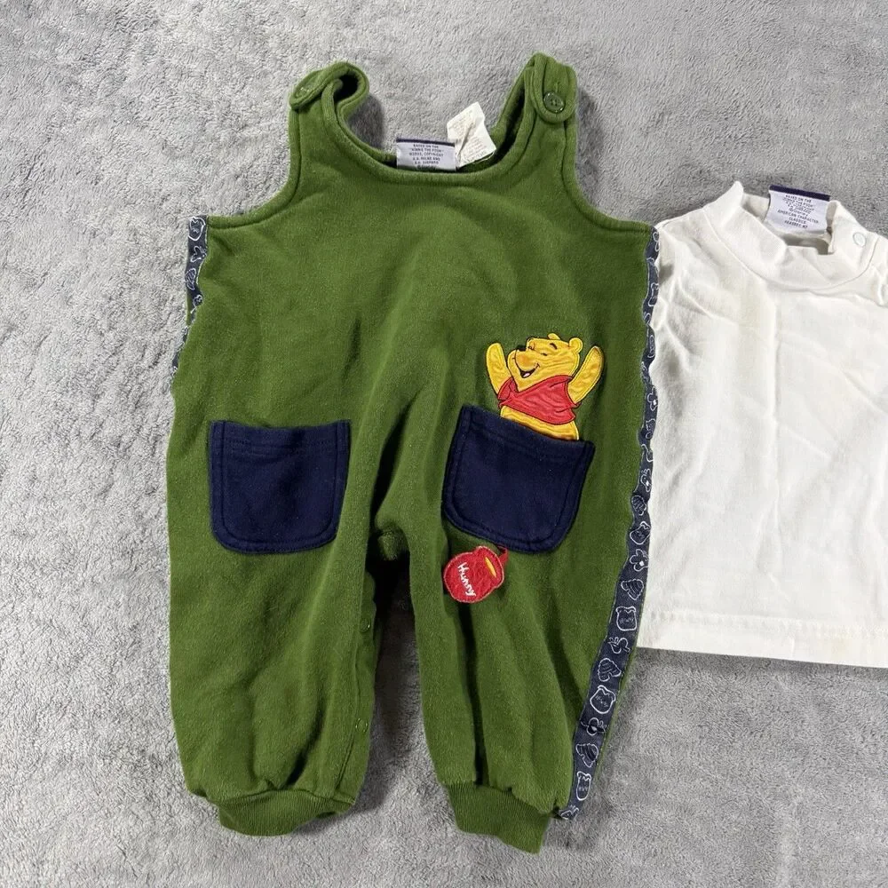 VTG 90s Y2K Disney Winnie the Pooh Honey Turtleneck Overall Romper 100 Acre Wood